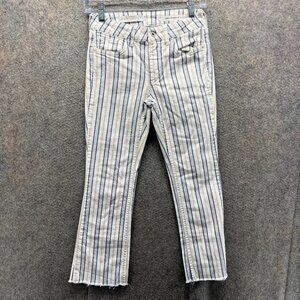 Anthropologie Striped Cropped Jeans in Cream and Blue